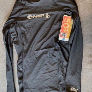 NWT Women's O'Neill Black Long Sleeve Rashguard SPF 50 Sz M